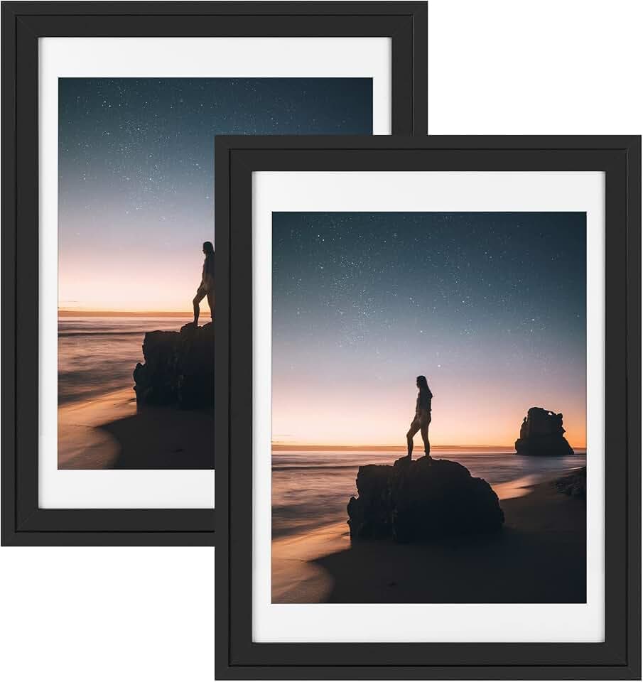 Golden State Art 18x24 Picture Frame - Matted for 16x20 Photo Black