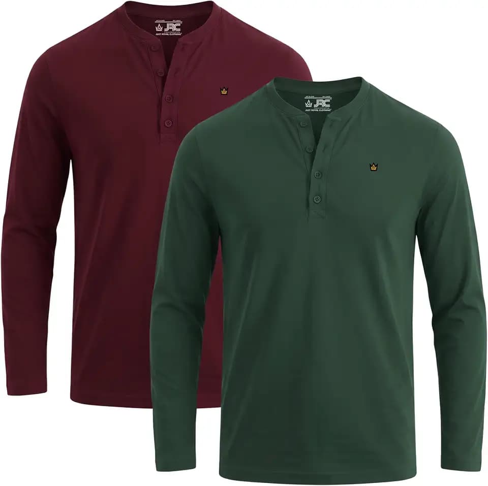 2er-Pack Herren-Henley-T-Shirts mit halben Ärmeln, leichte Henley-Oberteile