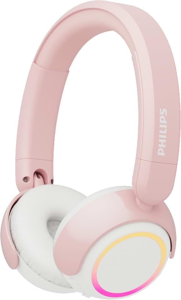 PHILIPS TAK4200PK 4200 Serie Kabellose Faltbare On-Ear-Kinderkopfhörer | Lautstärkebegrenzung, Audio-Sharing, USB‑C-Kabel enthalten – Pink