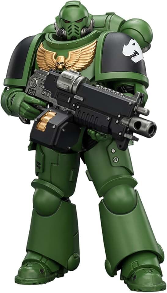 JOYTOY Warhammer 40k Salamanders Intercessor with Bolt Rifle, Bolt Pistol and Chainsword 1/18 Action Figure Collect and Display Model