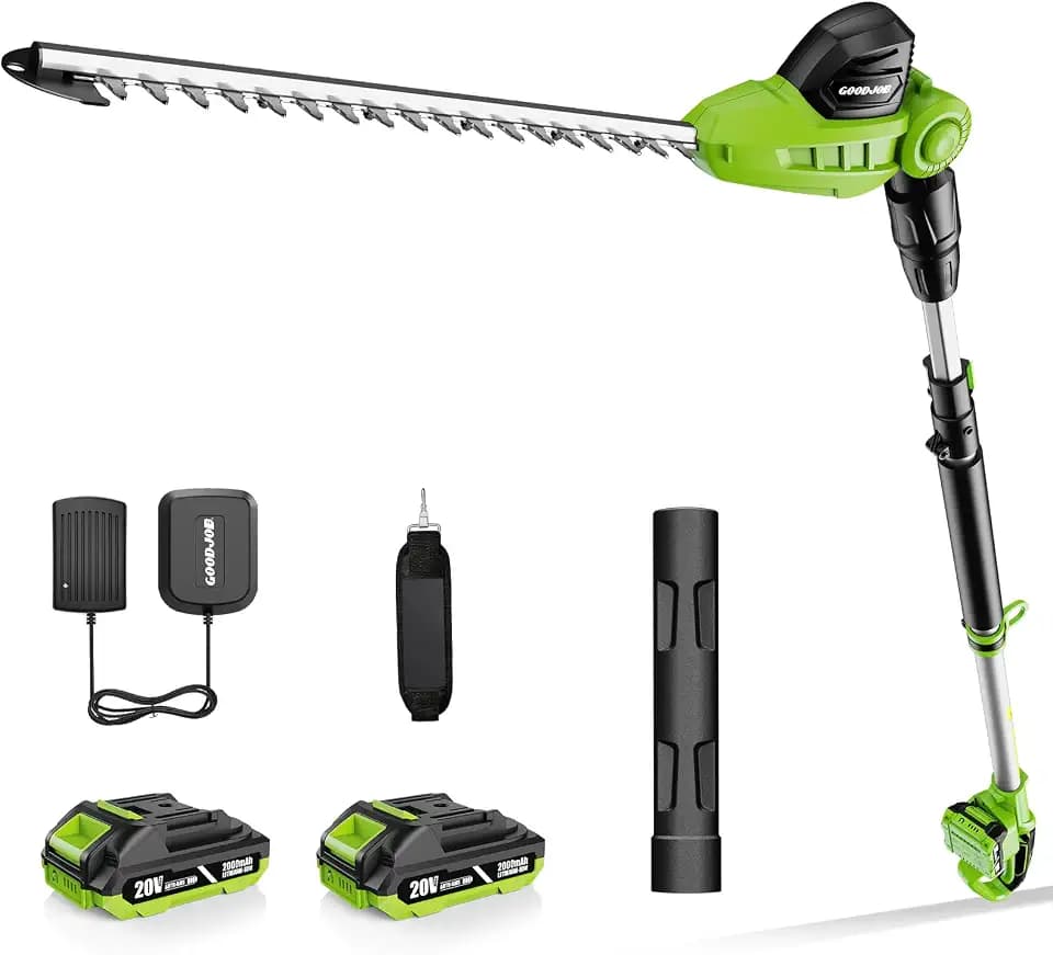 20V Cordless Pole Hedge Trimmer with Battery, 18" Dual-Action Blade