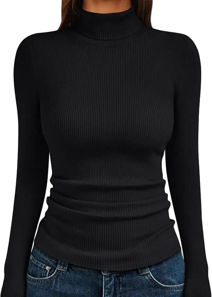 LILLUSORY Womens Turtleneck Ribbed Sweaters Pullover Tops
