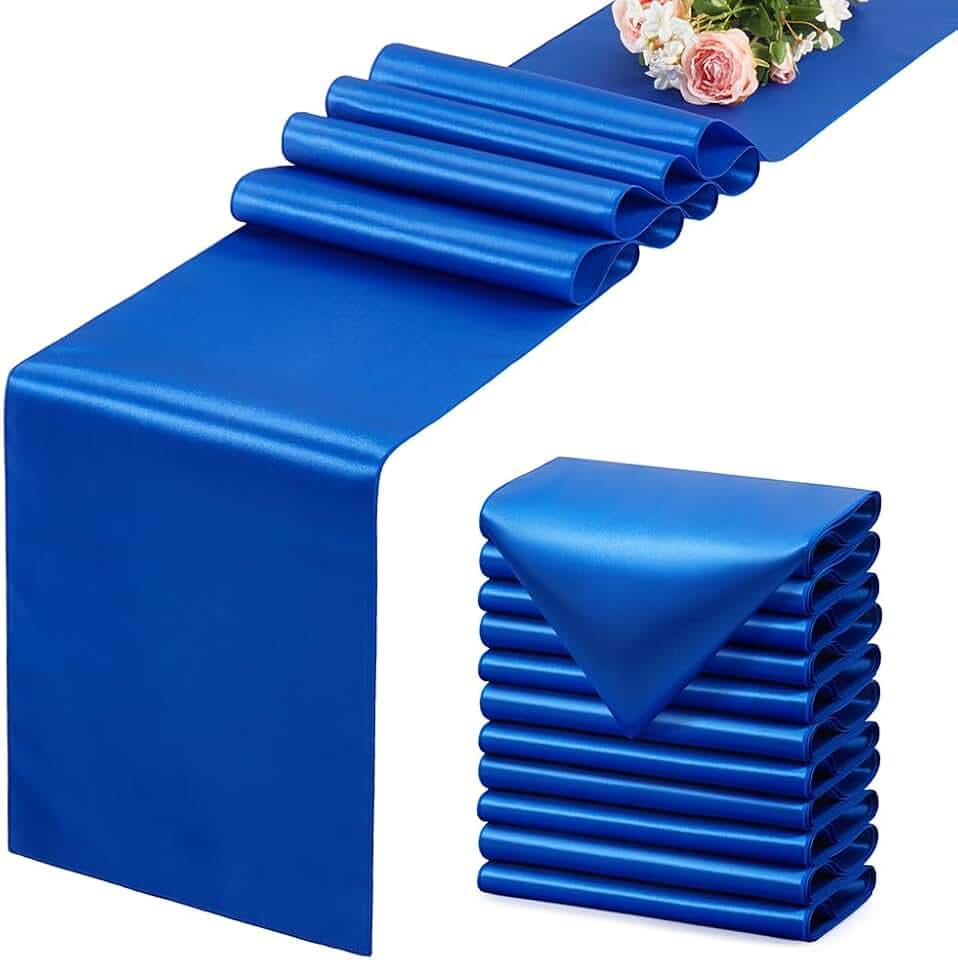 Royal Blue Satin Table Runner, 12x108 Inches, 12 Pack