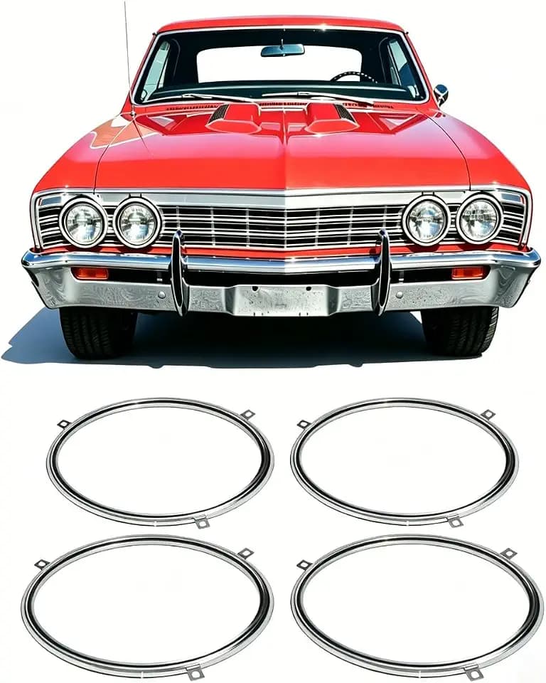 ALMULOO Headlight Bezel Door Ring Compatible with 58-72 Impala Chevelle El