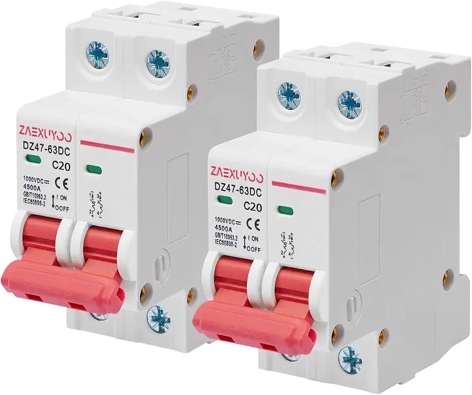 2 Polig Sicherungsautomat PV Leitungsschutzschalter DC 1000V 20A 2 Stück