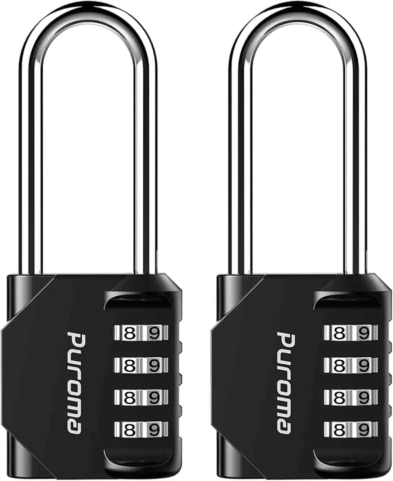 Puroma 2 Pack Combination Lock 4 Digit 2.6 Inch Padlock Gate Shed Black