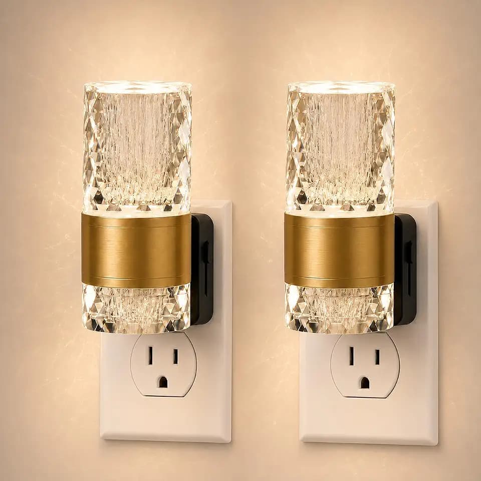 Dimmable Acrylic Plug in LED Night Lights, Dusk to Dawn Sensor, 2 Pack