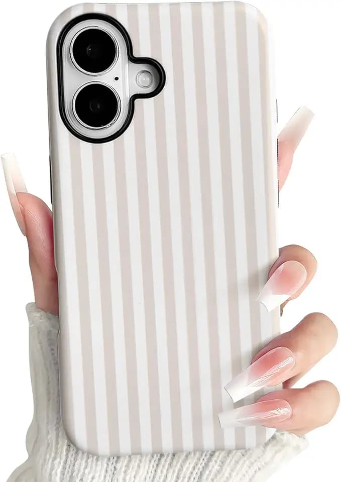 NITITOP for iPhone 17 Case Cute Striped - Apricot
