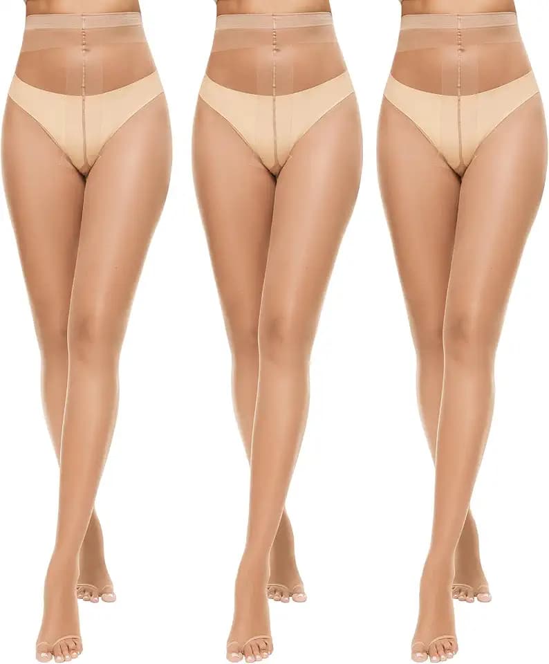 Yilanmy 3 Pairs Toeless Pantyhose for Women, Sheer Tights Without Toes