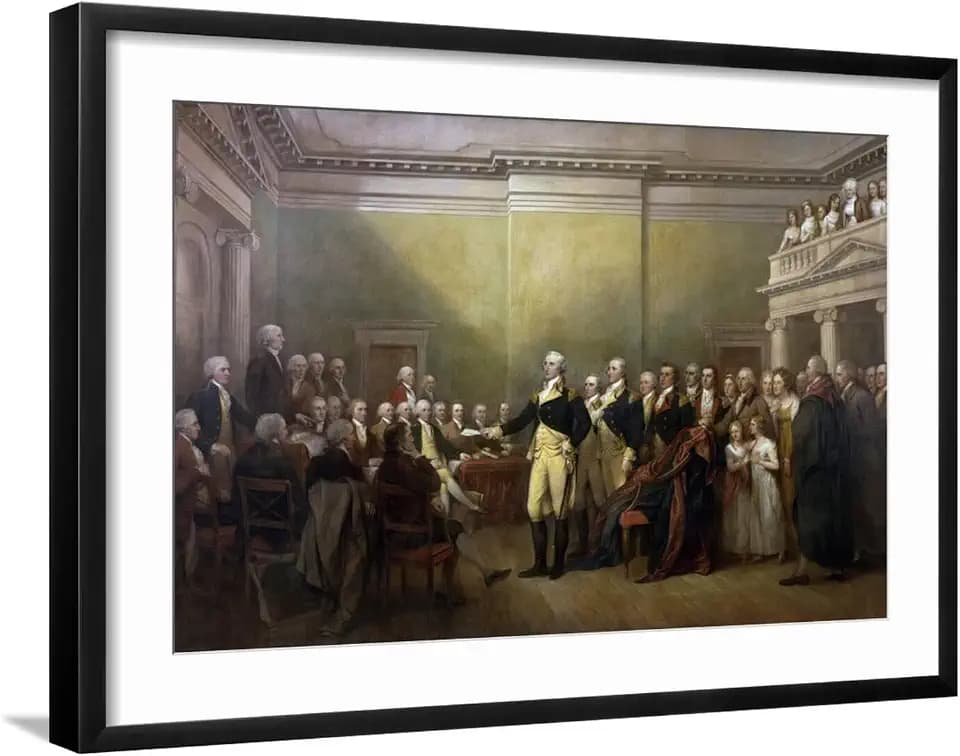 ART.COM Wall Art Print George Washington Resigning His Commission on Black Frame by John Trumbull, 29" x 21"
