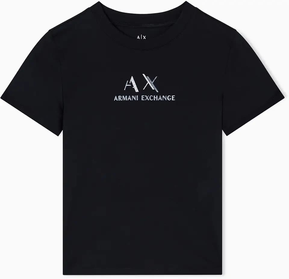 Armani Exchange Damen Regular Boxy Chest Logo Tee T-Shirt (1er Pack)