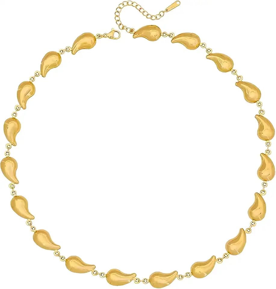 We We Chunky Ball Beaded Necklace for Women Big Heart Clover Seashell Necklaces Beads Chain Neck Choker Jewelry
