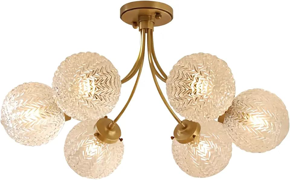 6-Light Snowflake Glass Sputnik Chandelier Vintage Ceiling Light