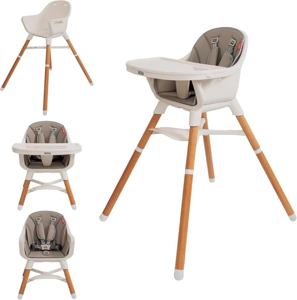 Nuby 4-in-1 Mitwachsender Hochstuhl, bis 27 kg, ab 6 Monaten, Dunkelbeige