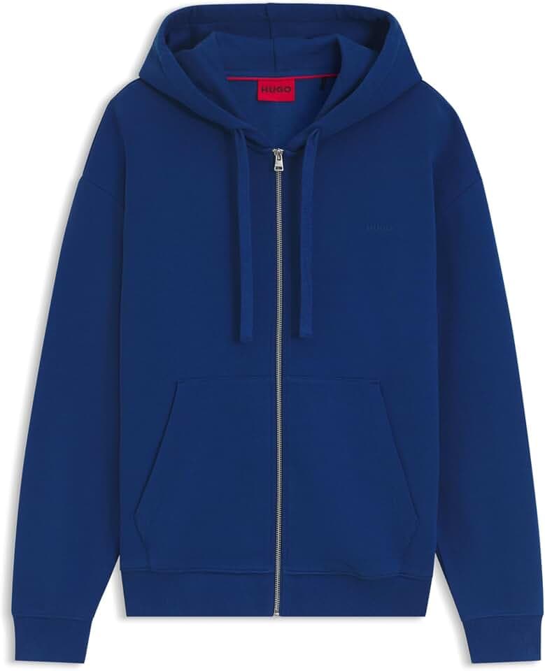 HUGO Herren Dapozip Hoodie aus Baumwoll-Terry mit Reißverschluss und Logo-Schriftzug