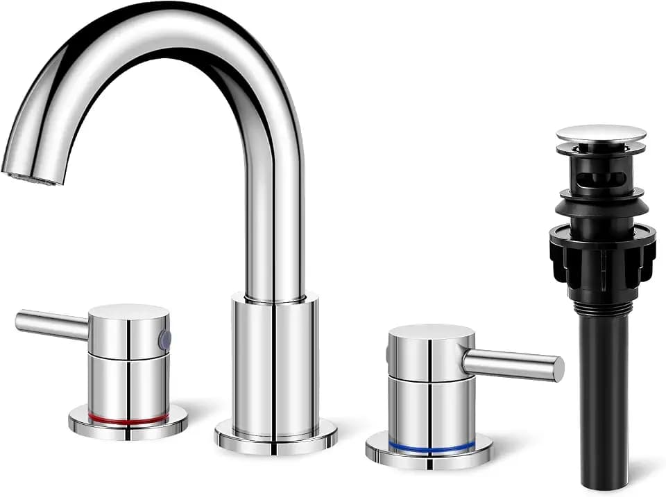 Bathroom Sink Faucet 3 Hole Chrome, 2-Handle Widespread Faucet