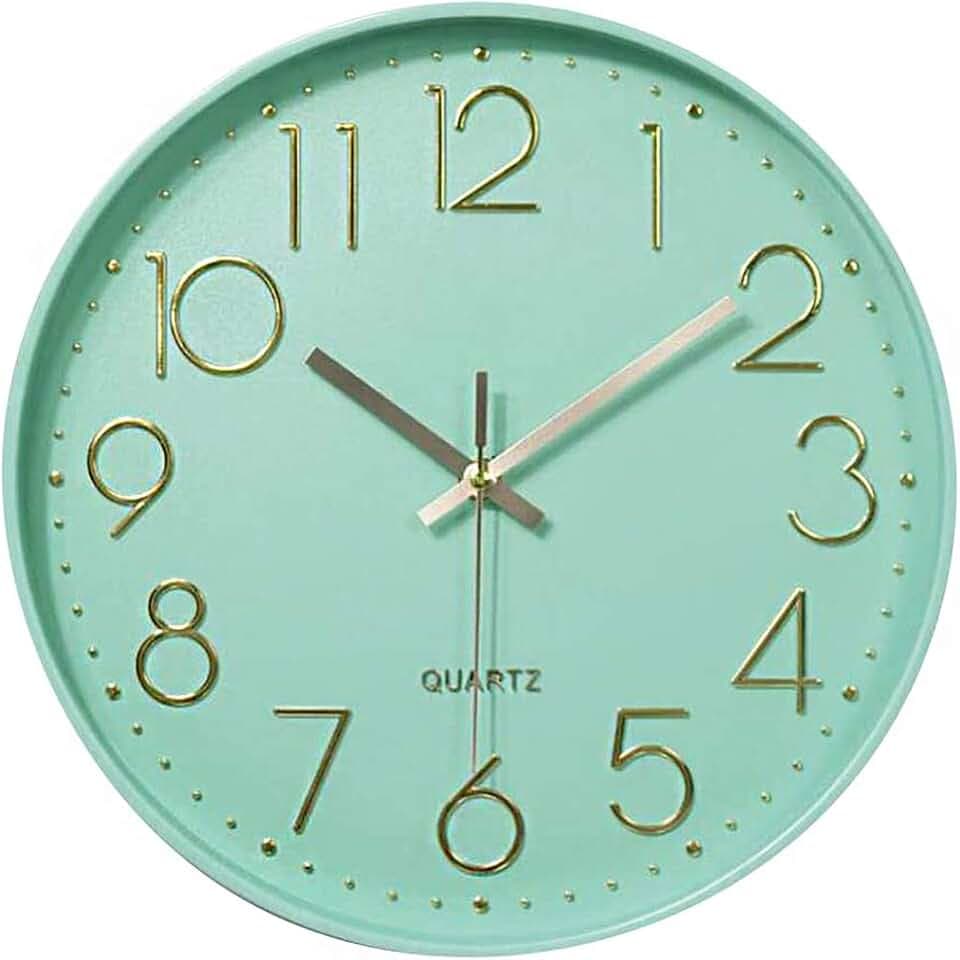 Modern Wanduhr 30cm Ohne Tickgeräusche Küche Wand Uhr Quarz Uhr für Büro Klassenzimmer Wohnzimmer Schlafzimmer (Minzgrün)