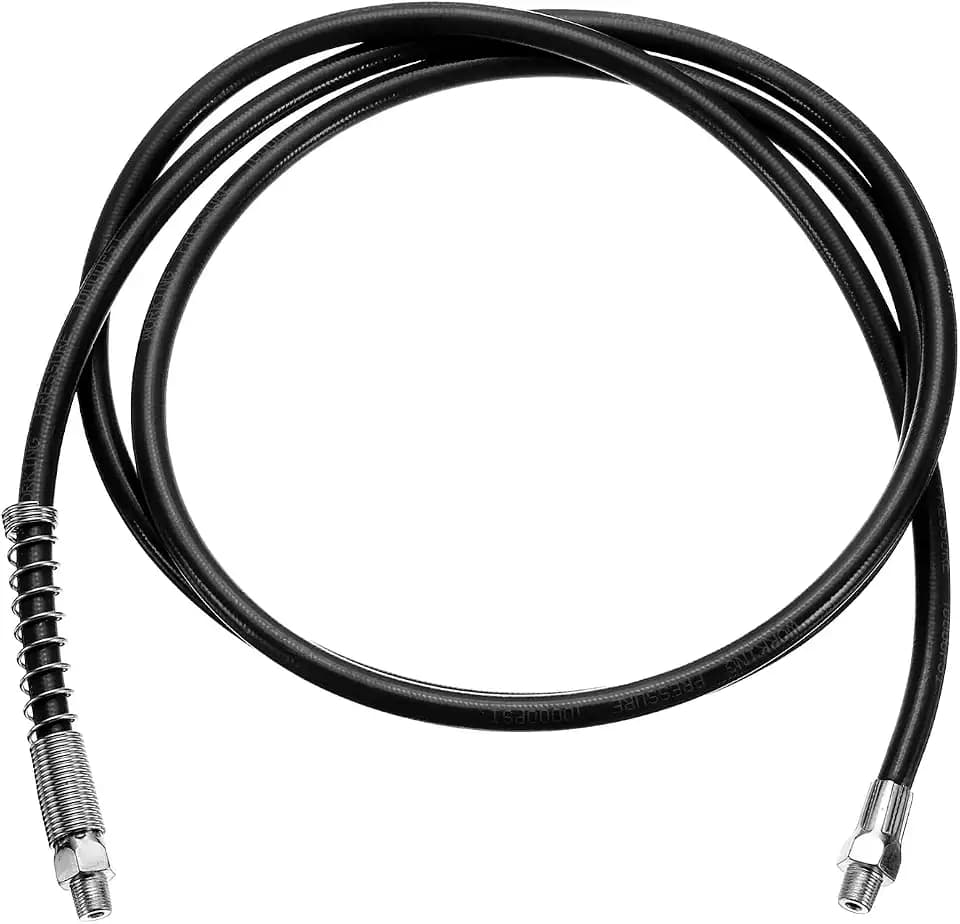 HARFINGTON Grease Gun Hose 78.7" 10000 PSI Spring Flex High Pressure Quick Release Grease Replacement with Coupler 1/8" NPT Threads for Grease Gun, Black