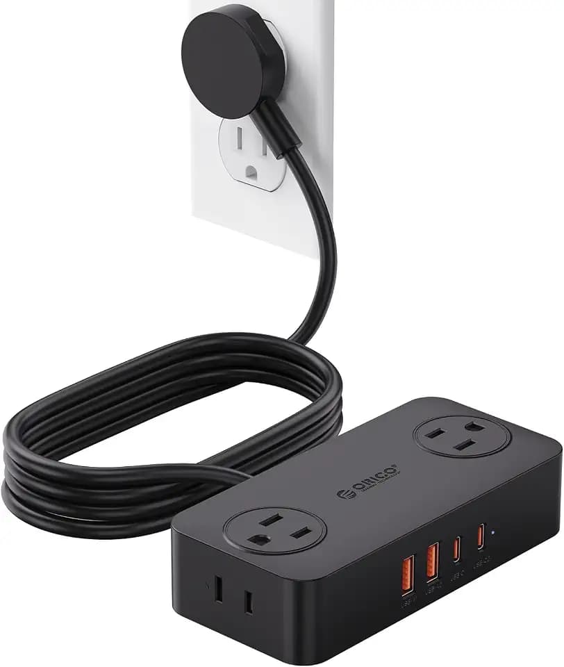ORICO Power Strip with USB Ports, 5Ft Flat Plug Extension Cord