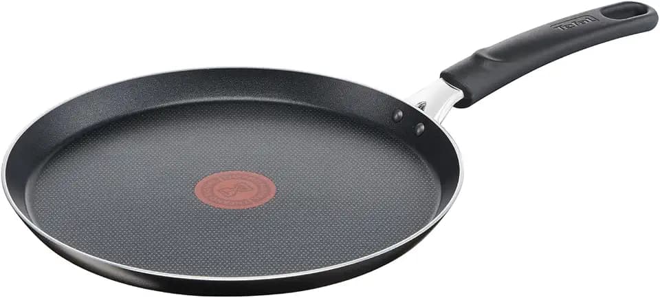 Tefal Easy Cook & Clean Crêpe-Pfanne 25 cm, Pancake Pfanne antihaftbeschichtet, Thermo-Signal bei idealer Brattemperatur, NICHT induktionsgeeignet, Pfannkuchen, Made in France, Schwarz, B5550933