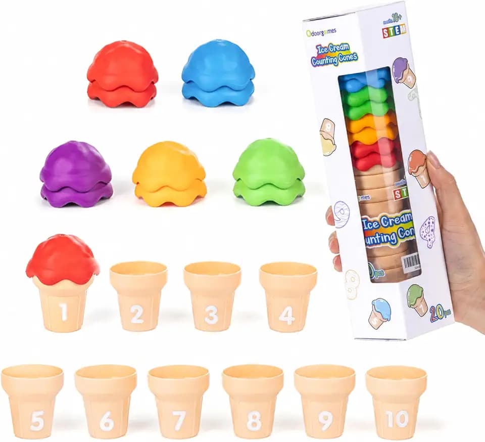 Ice Cream Counting Cones 1-10 – Number Matching Toys for Kids