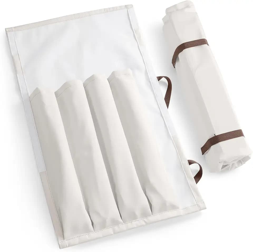 Mahjong Rack Bag - Roll & Go Canvas Sleeve Organizer Fits 4 Racks and Pushers, Travel Mahjong Accessories and Gifts for Club & Game Night, Case Only (White)