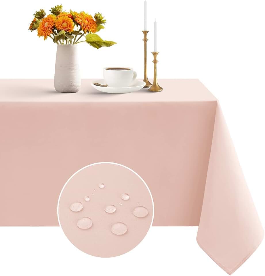 Romanstile Rectangle Pink Tablecloth - 60 x 84 inch Waterproof and Wrinkle Resistant Washable Polyester Table Cloth for Kitchen Dining/Party/Wedding Indoor and Outdoor Use