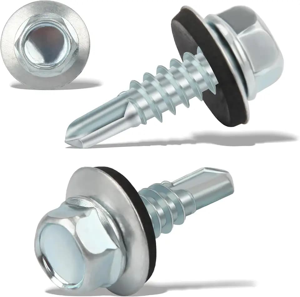 240 Stück Trapezblechschrauben Selbstschneidende Schrauben 4,8 x 16 mm Sechskant Spenglerschrauben mit Dichtscheibe Verzinkt Blechschrauben Bohrschrauben Edelstahl Metalldachschrauben(Silber)