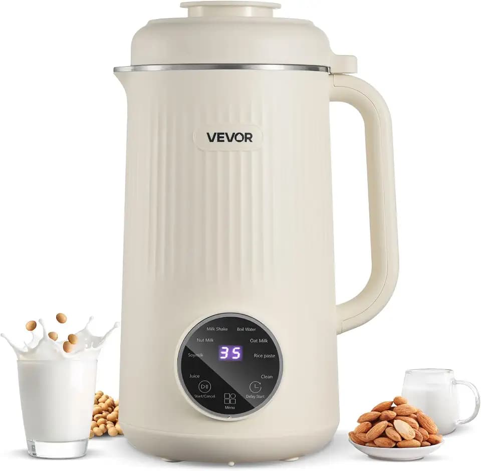 VEVOR 8-in-1 Nut Milk Maker, 41 oz Soy Milk Maker Machine with 10 Blades, for Homemade Oat, Nut, Soy, Juice, Milkshake, Rice Cereal, Plant-Based Beverages with Self-Cleaning, Boil Water, 12-Hour Delay