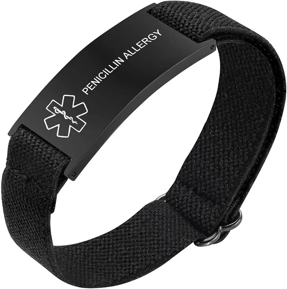 VNOX Medical Alert Bracelets for Men & Women Kids with Free Engraving Adjustable Stainless Steel Mesh Emergency Medical ID Bracelets Wristband