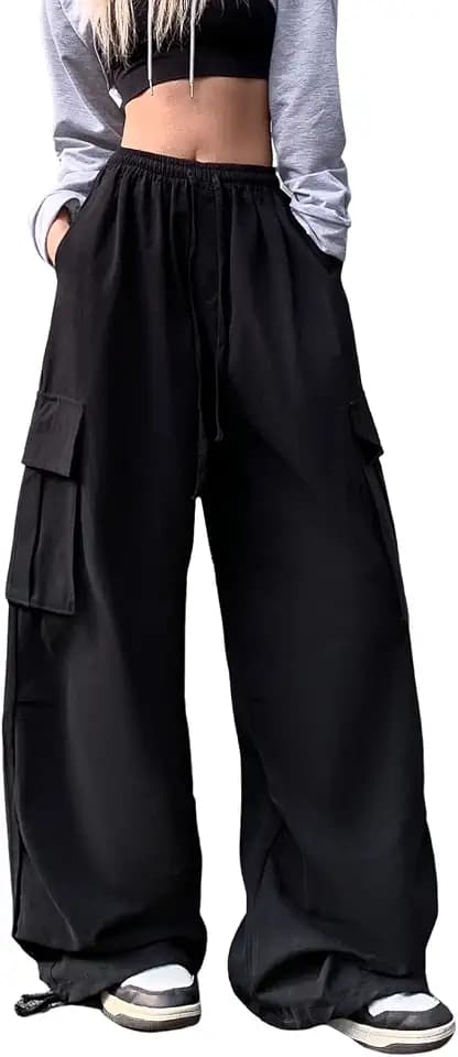 Hewlshawn Women's Pants Y2k Cargo Gothic Baggy High Waisted Trousers