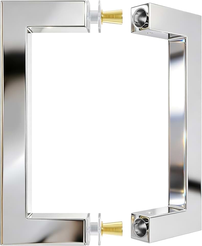 Ranbo Glass Shower Door Handle, 6" Hole Spacing, Polished Chrome