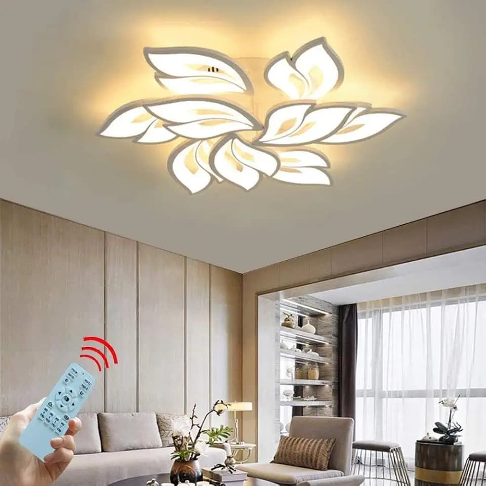 LED Deckenleuchte Dimmbar ,Wohnzimmerlampe mit Fernbedienung Lichtfarbe/Helligkeit Farbwechsel ,Schlafzimmer Deckenlampe moderne Deckenbeleuchtung Deckenbeleuchtung Kronleuchter Lampe,Dimming