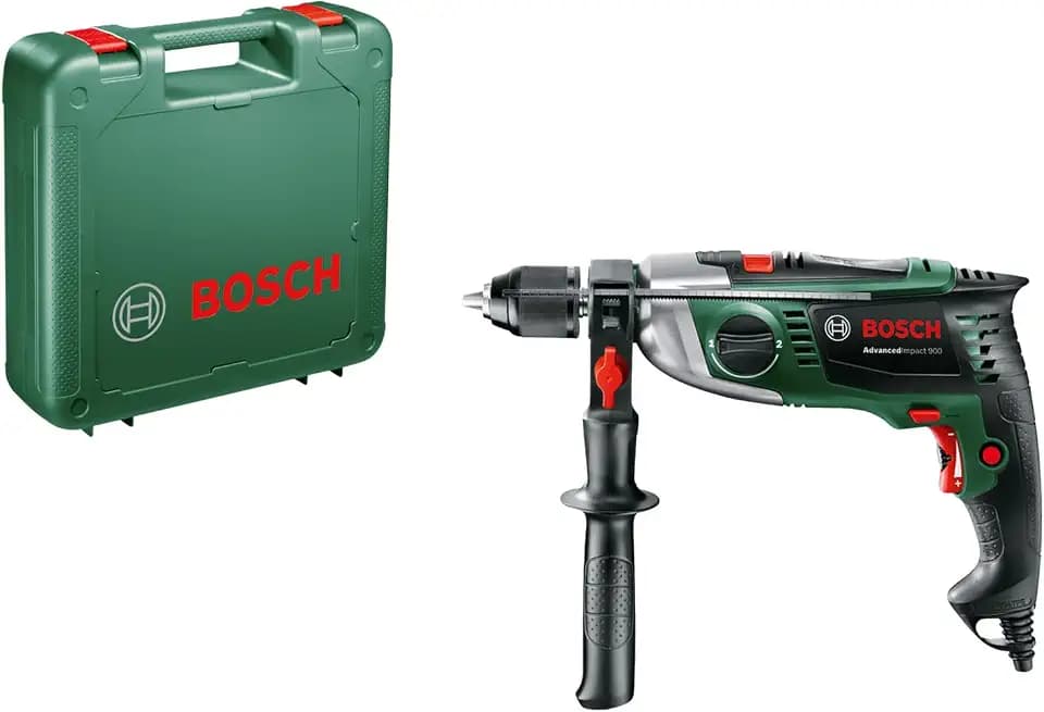 Bosch Home and Garden Schlagbohrmaschine AdvancedImpact 900 (Zusatzhandgriff, Tiefenanschlag, Koffer, 900 Watt), 0603174000