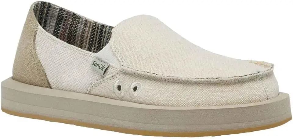 Sanuk Womens Hemp Loafers | Womens Shoes | Slip On Shoes for Women | Women's Slip-on Loafers | Memory Foam Footbed