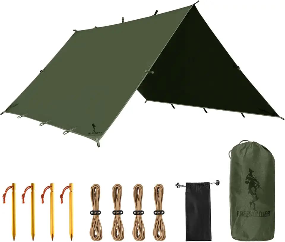FREE SOLDIER Waterproof Camping Tarp Shelter Awning