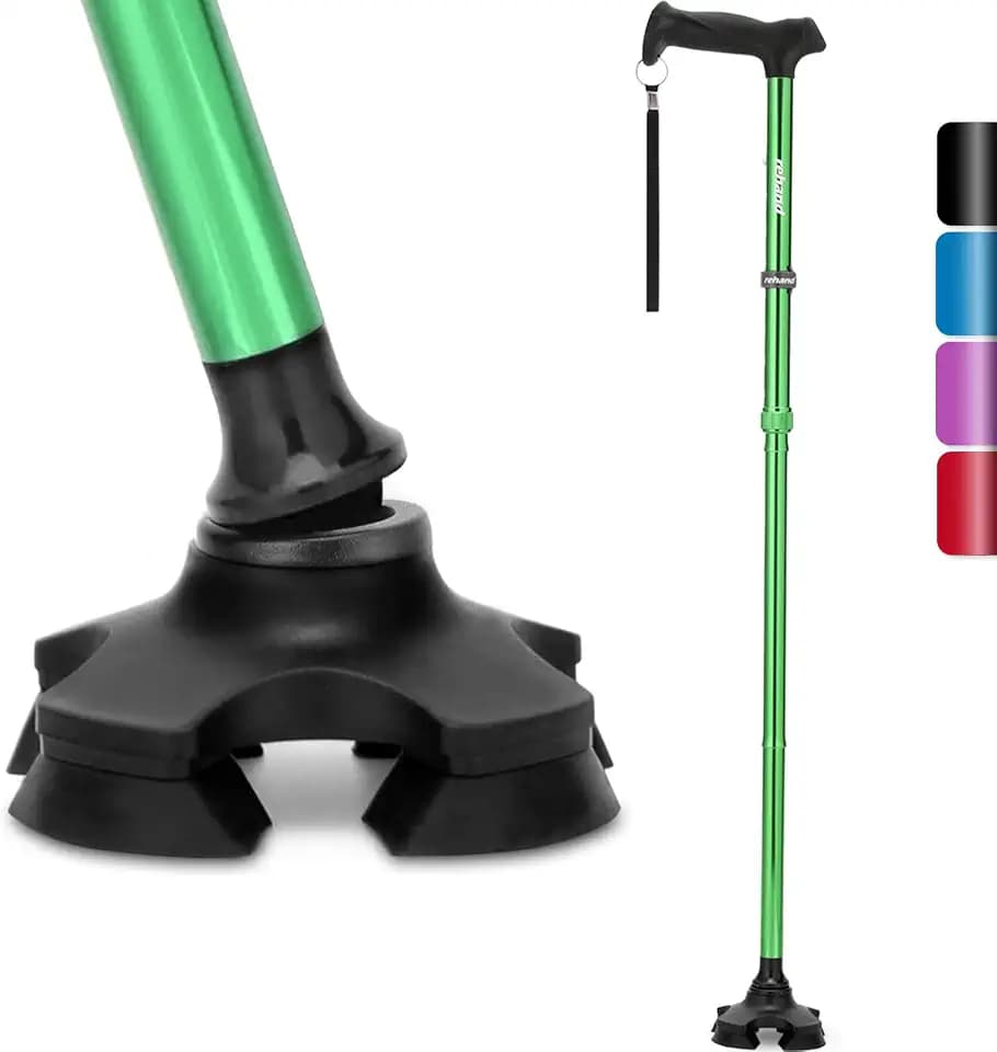 REHAND Walking Cane for Men & Women - Foldable, Adjustable, Lightweight, Self Standing Pivot Walking Cane, Soft Handle Grip, with Travel Bag, Walking Sticks for Seniors & Adults