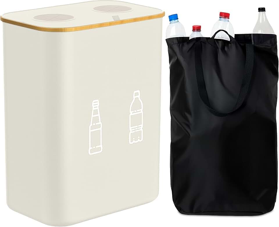 Relaxdays Pfandflaschen Sammelbehälter 160l, 2 Beutel, beige
