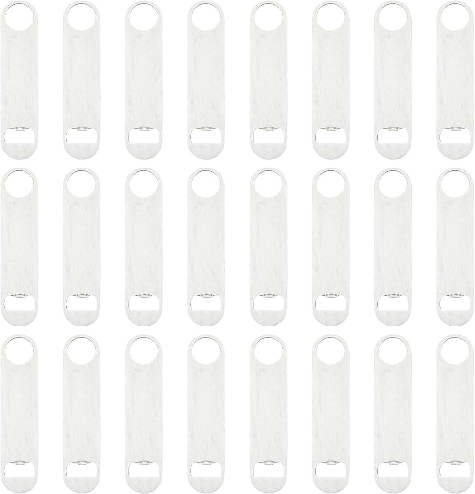 24 Pcs Flat Bottle Opener 7 x 1.57 inches Stainless Steel Beer bottle Openers Heavy Duty Bar Blade Solid Bottle Cap Opener Funny Bartender Bottle Opener for Restaurant Party Supplies,Silver