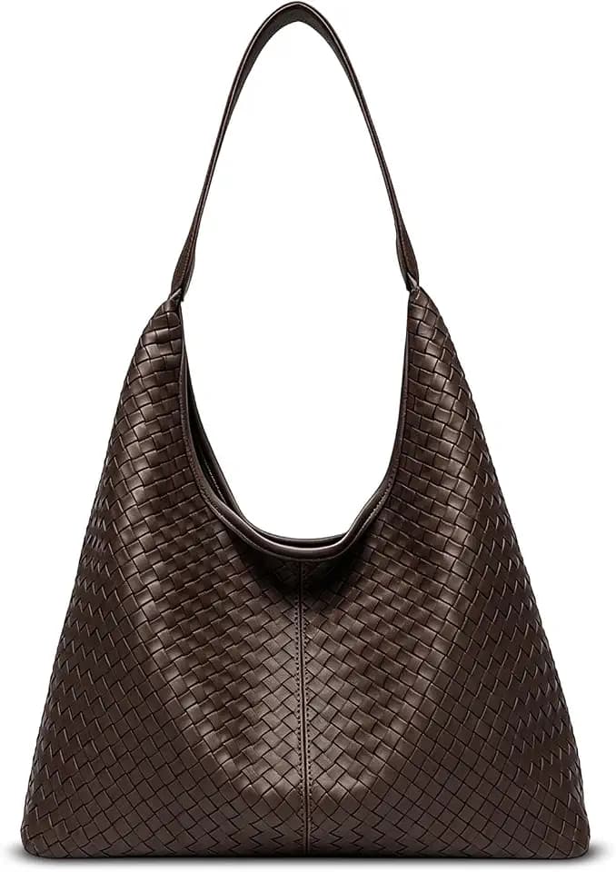 Woven Textured Vegan Leather Hobo Tote Bag Large Slouchy Purse for Women