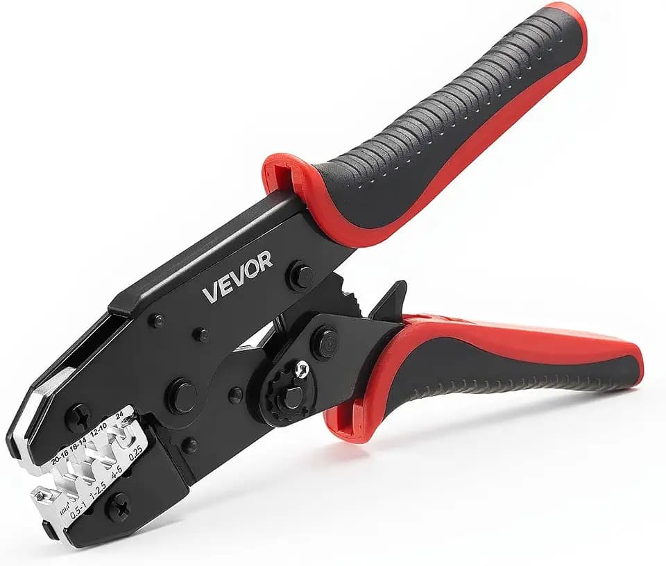 VEVOR Crimpzange Ratschenfunktion 0,5-6 mm², Kabelschuhzange mit Klaren Metrischen & AWG-Markierungen, Schnellverschluss, Presszange Einstellbarer Anpressdruck für Mehrere Anschlüsse (TYP 4)