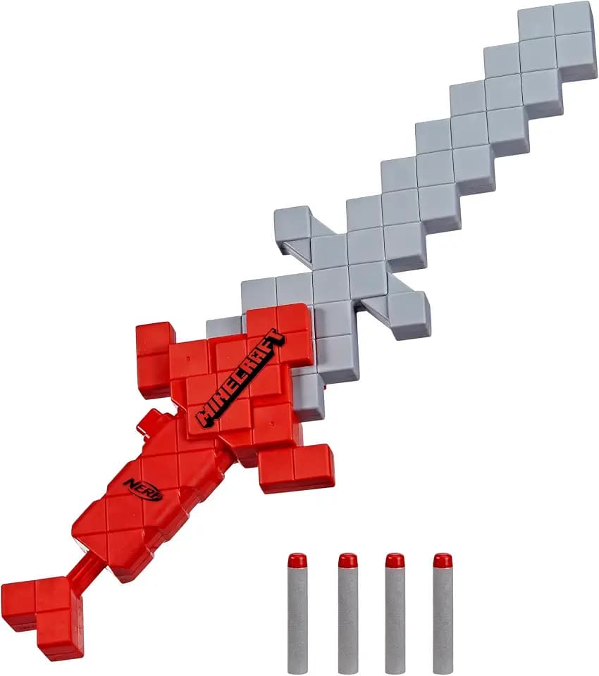 NERF Minecraft Heartstealer Spielzeug Schwert, Blast Darts, inklusive 4 Elite Foam Darts, Design inspiriert von Minecraft Sword im Spiel