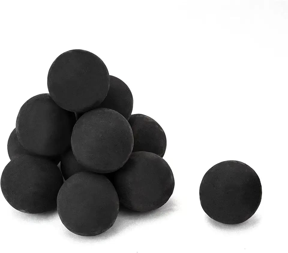 Skyflame 4 Inch Set of 12 Round Ceramic Fireplace Balls, Black