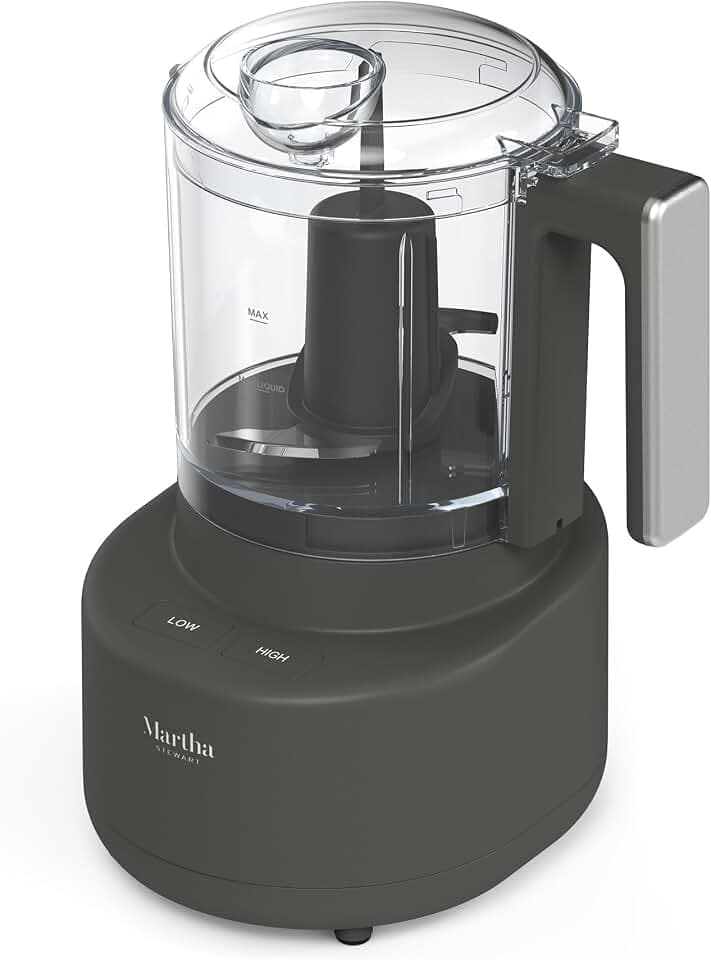 Martha Stewart 3 Cup Electric Vegetable Chopper & Mini Food Processor, Gray