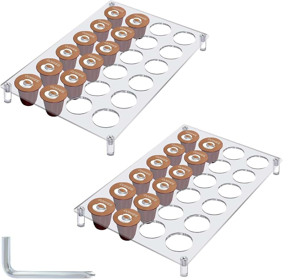 2 PCS 24 Slots Acrylic Coffee Pod Holder for Countertop, K Cup Holder
