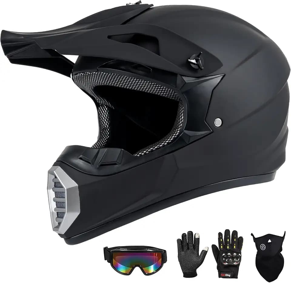Youth Kids Dirt Bike Helmet DOT Approved, Full Face Motocross Helmet Set