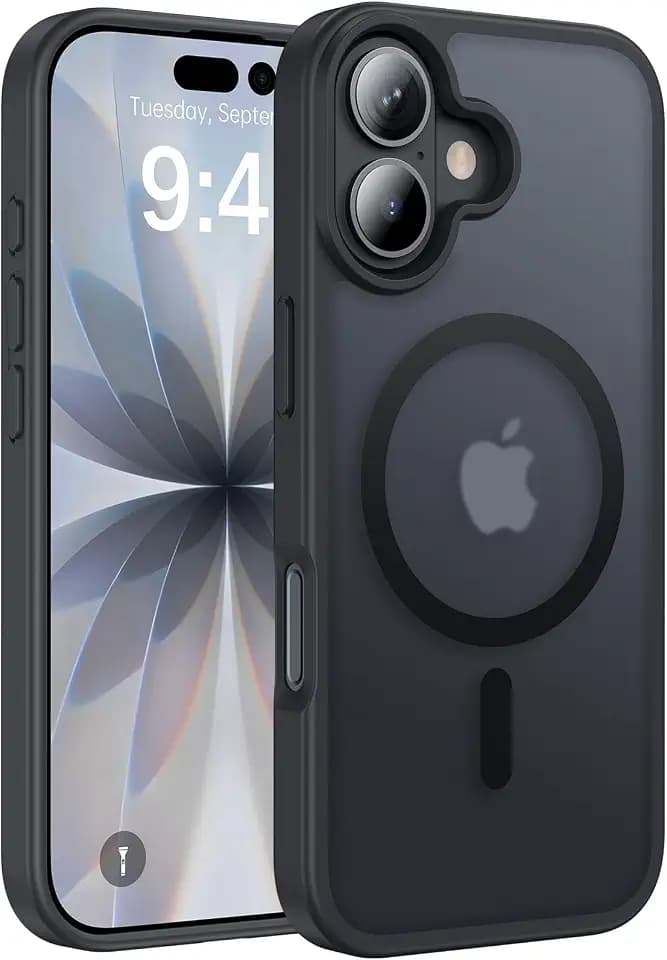 RIOBIO Magnetic for iPhone 17 Case, Translucent Matte Slim Case, Black