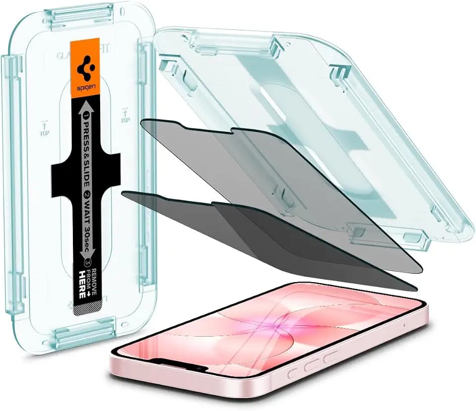 Spigen EZ Fit Sichtschutzfolie [2P] für iPhone 17e, iPhone 16e, iPhone 14