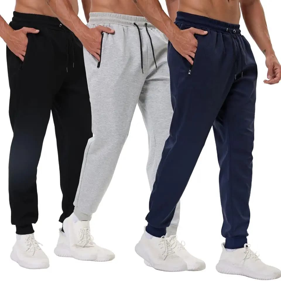 Sportliche Herren-Sweathose mit Reißverschlusstaschen, Trainingshose für Herren, Laufen, Jogginghose, 3er-Pack