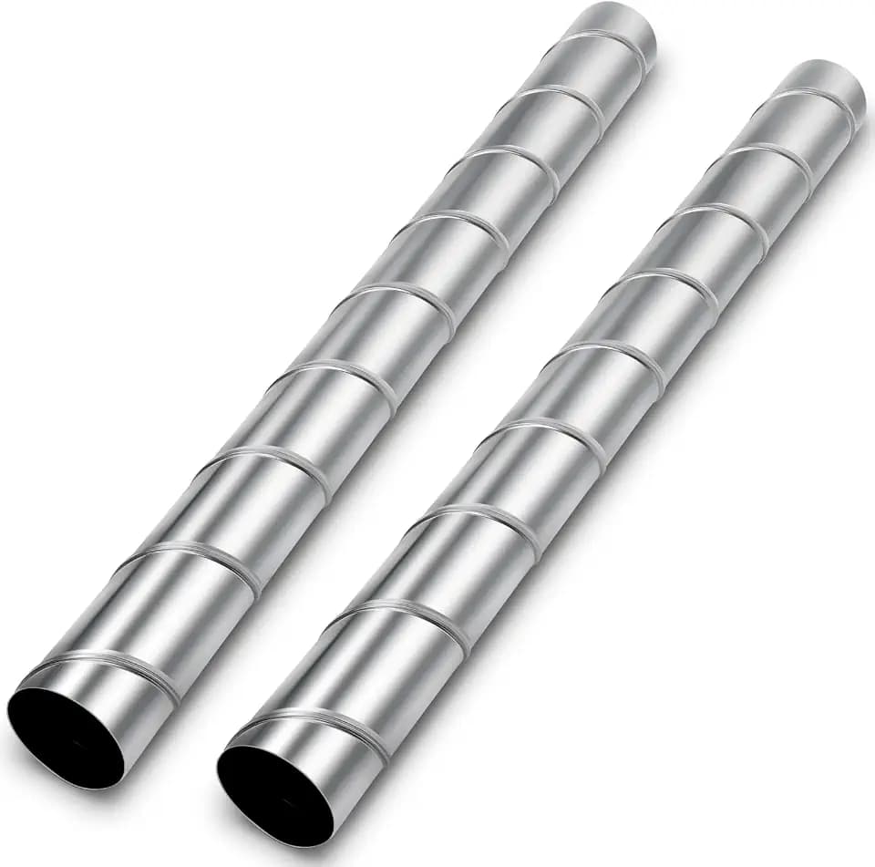 Blulu 2 Pcs 4'' Inch Round Spiral Air Duct 45 Inch Long Threaded Metal Duct Galvanized Steel Dryer Vent Hose Extension for Home Industrial